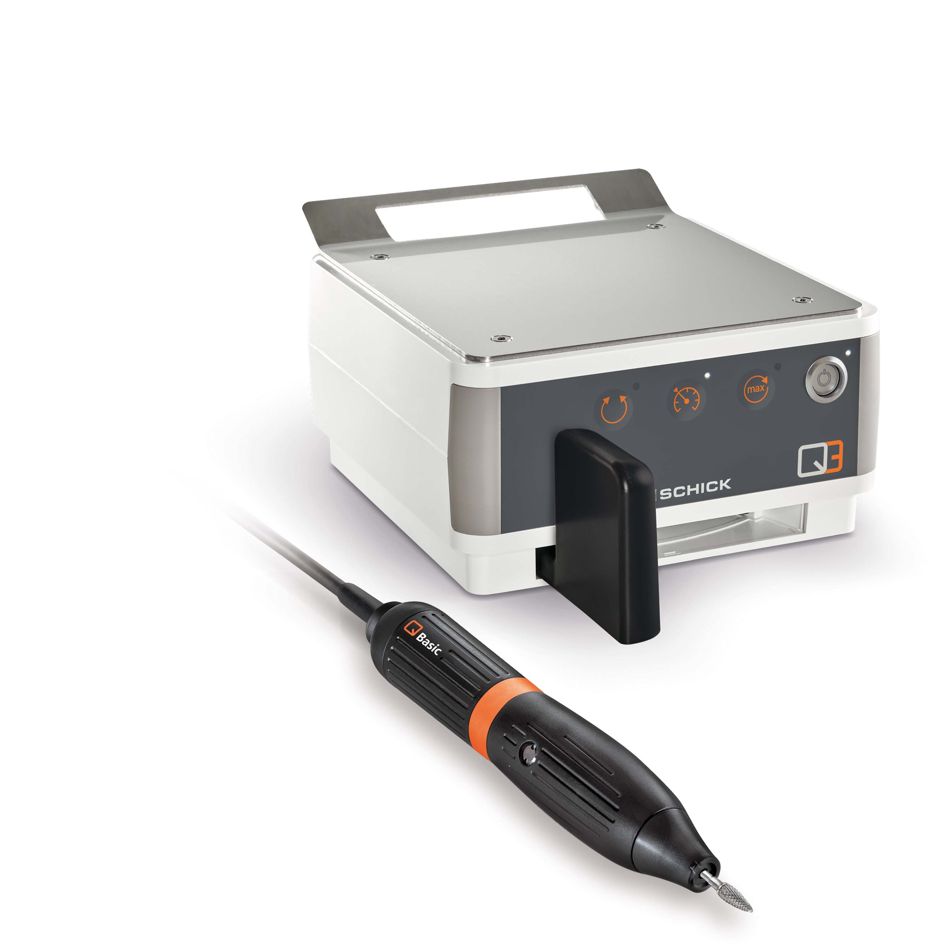 _ Mikromotor Schick Q3 Basic Fußsteuerung komplett mit Steuerung, Handstück und Handstückablage