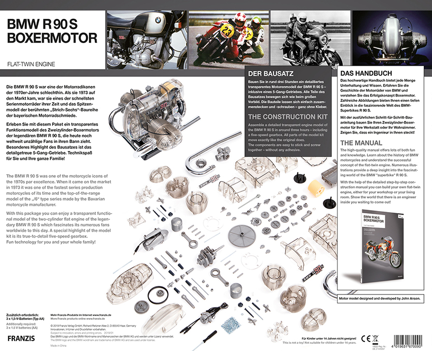 200-part-kit BMW R90S, transparent working model