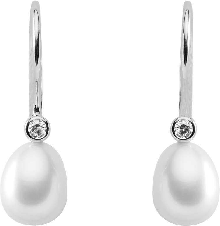 Earrings silver 925/rh zirconia/freshwater pearl 3-pcs. ass.