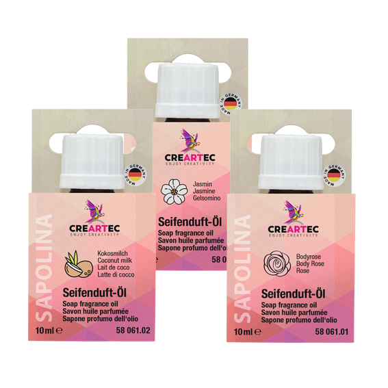 Seifenduft-Öl - 3er-Set - Bodyrose, Kokosmilch, Jasmin