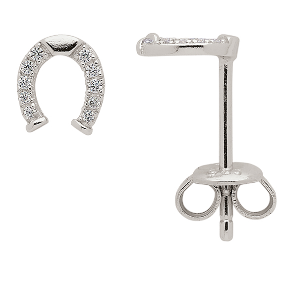 Ohrstecker Silber 925/rh Hufeisen, 2er Sort.