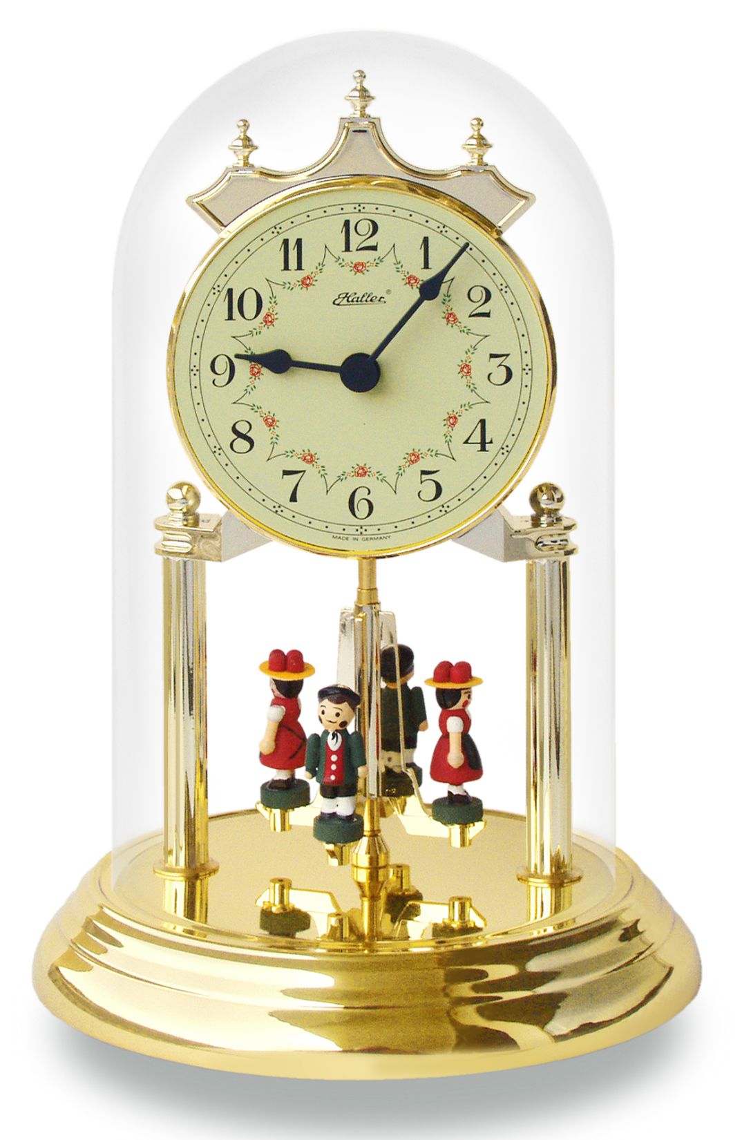 Haller quartz annual clock Giselle with Black Forest figures