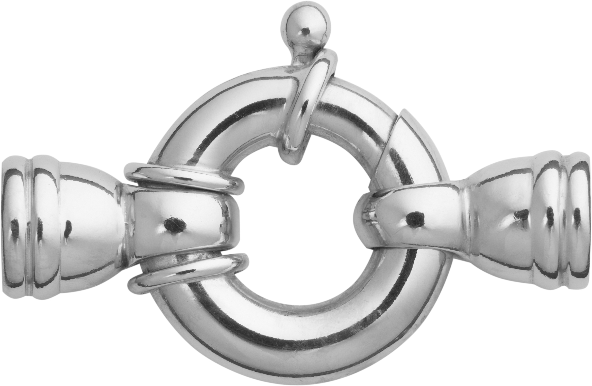 Federring Silber 925/- Ø 18,00mm mit drei Bund und runden Kreuz-Endkappen