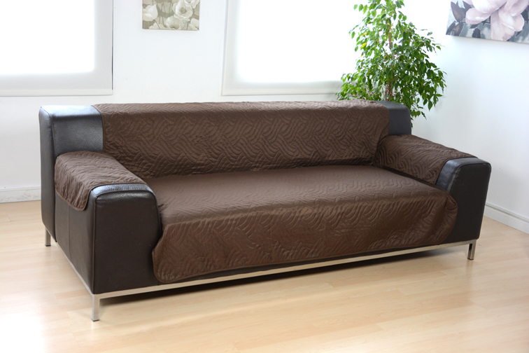 Sofa cover - protection against dirt and stains - brown for 2-seater