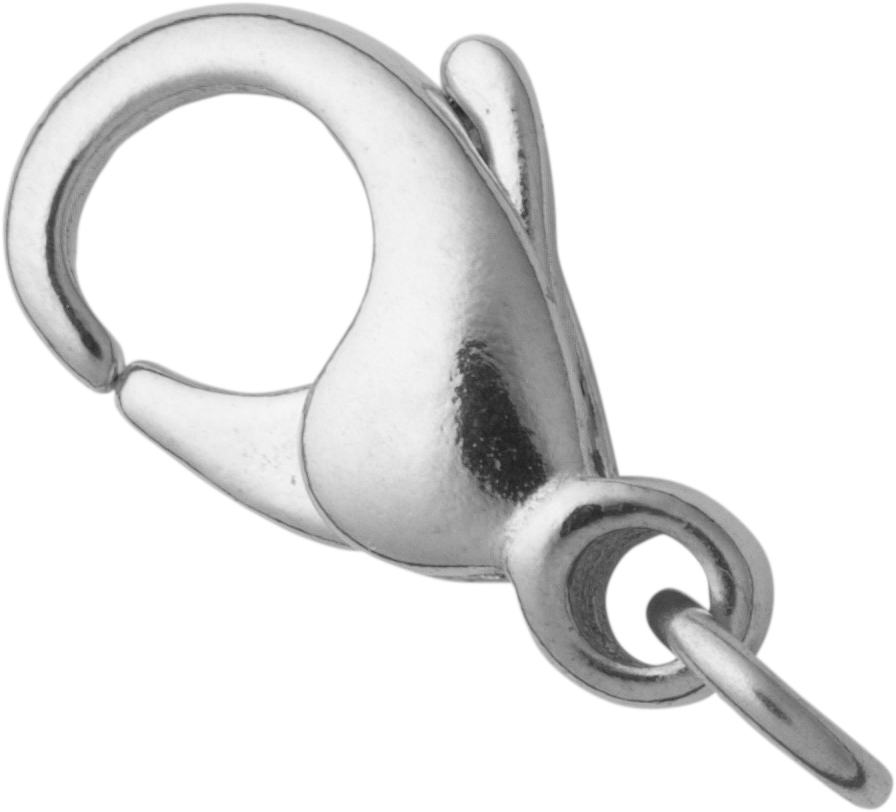 Carabiner curved silver 925/- 13.00mm cast with jump ring Ø 4.00mm