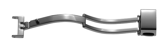 Leather band folding clasp, stainless steel, 20 mm, steel, polished with 2 pushers