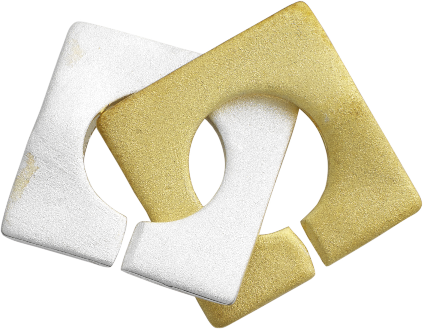 _ Ringschließe einreihig Silber 925/- bicolor poliert/mattiert, rechteckig L 12,00 x B 12,00mm