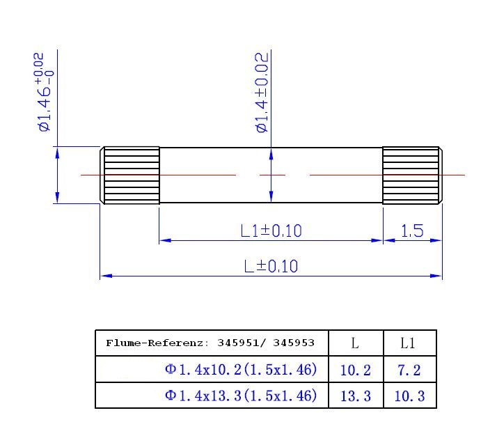 Sztyfty do bransolet RLX Ø 1,40mm, długość 13,30mm