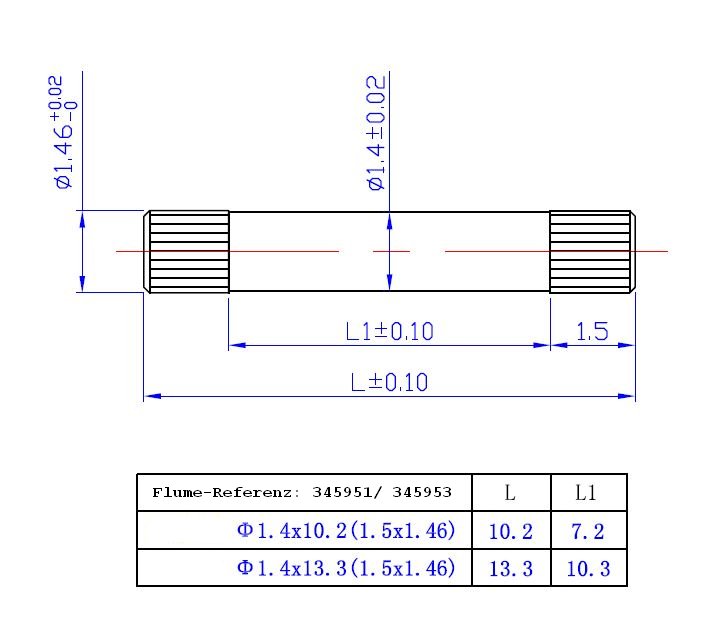 Bandpennen RLX Ø 1,40mm, Länge 13,30mm