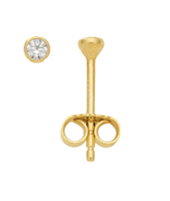 Ear studs 3 pairs gold 333/GG round 2.50mm zirconia