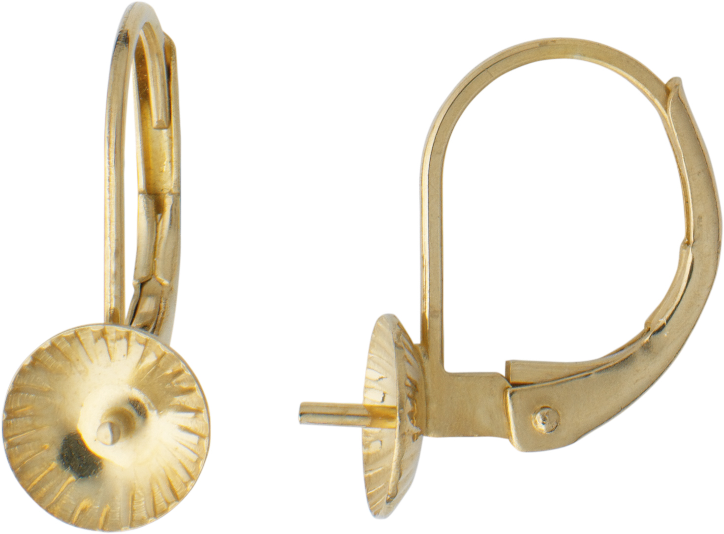 Lever back with pearl cup Ø 6.00 mm gold 585/-Gg
