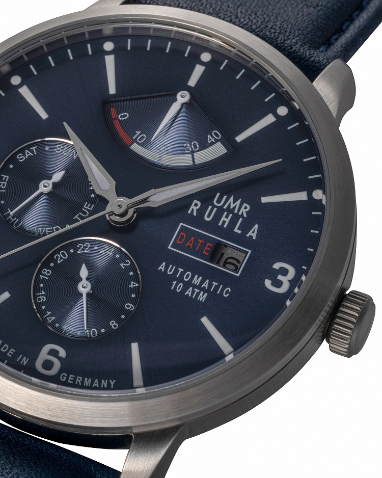 Uhren Manufaktur Ruhla - Automatik-Uhr mit Gangreserve - blau - made in Germany