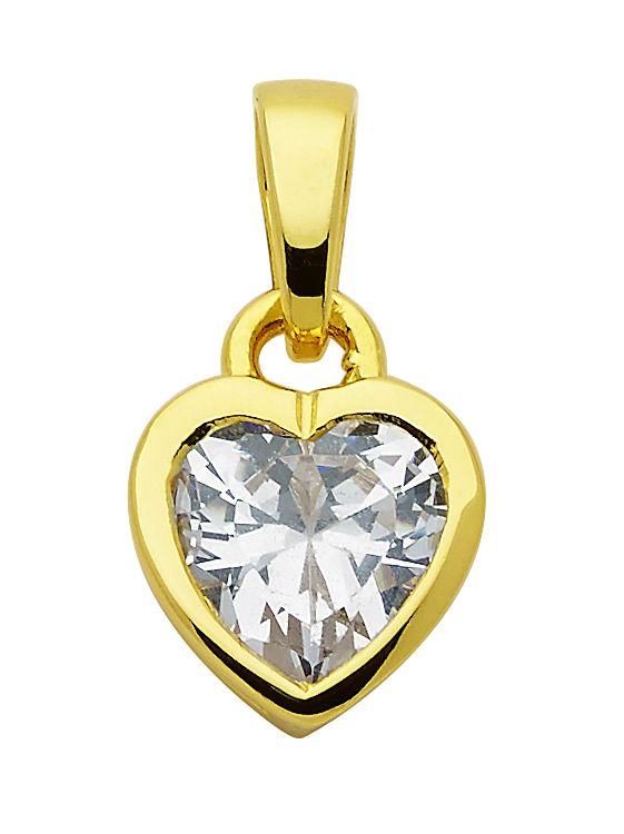 Anhänger 2 Stück Silber 925/verg. Herz mit Zirkonia