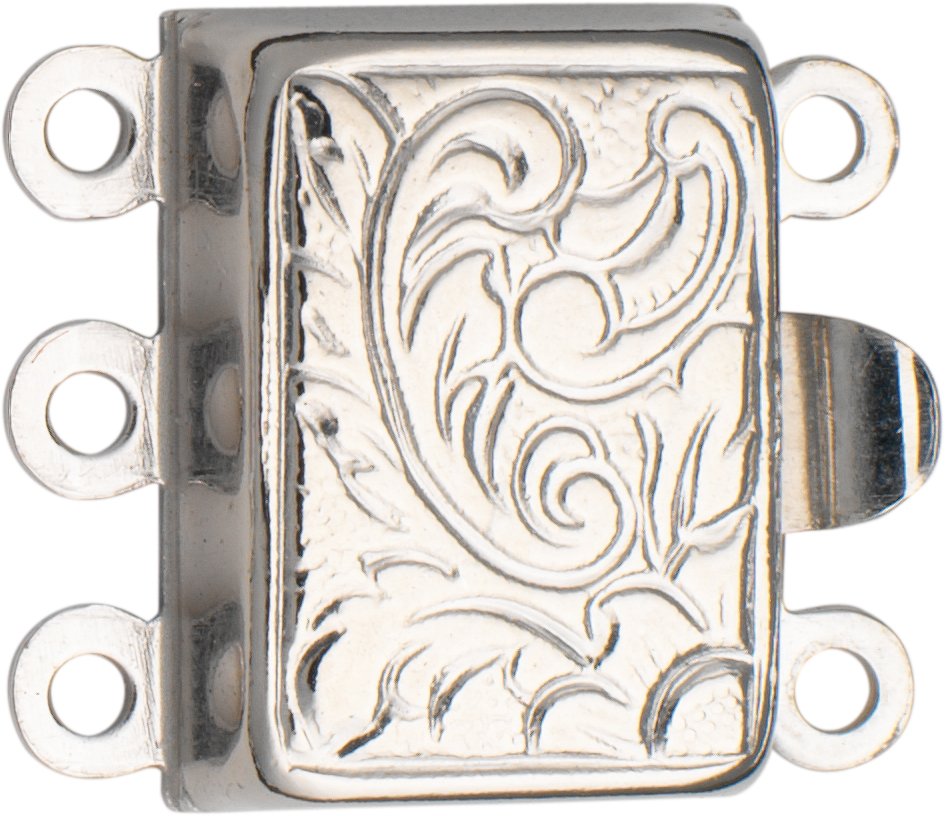 Clasp 3-row silver 925/-, square, L 8.70 x W 11.50mm