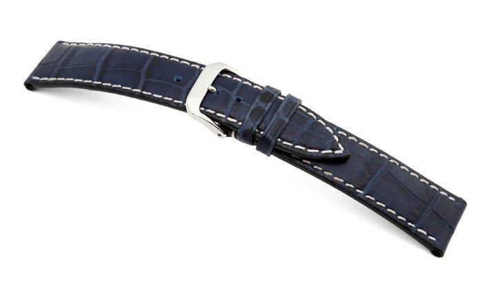 Lederband Saboga 20mm blauw met Alligatorprint