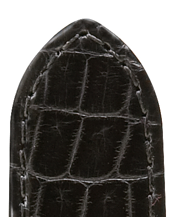 Pasek skórzany Stirling 18mm czarny podbity boczną częścią prawdziwej skóry aligatora, szyty