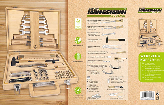 BRÜDER MANNESMANN Gereedschapskoffer, 75 stuks, FSC-gecertificeerd