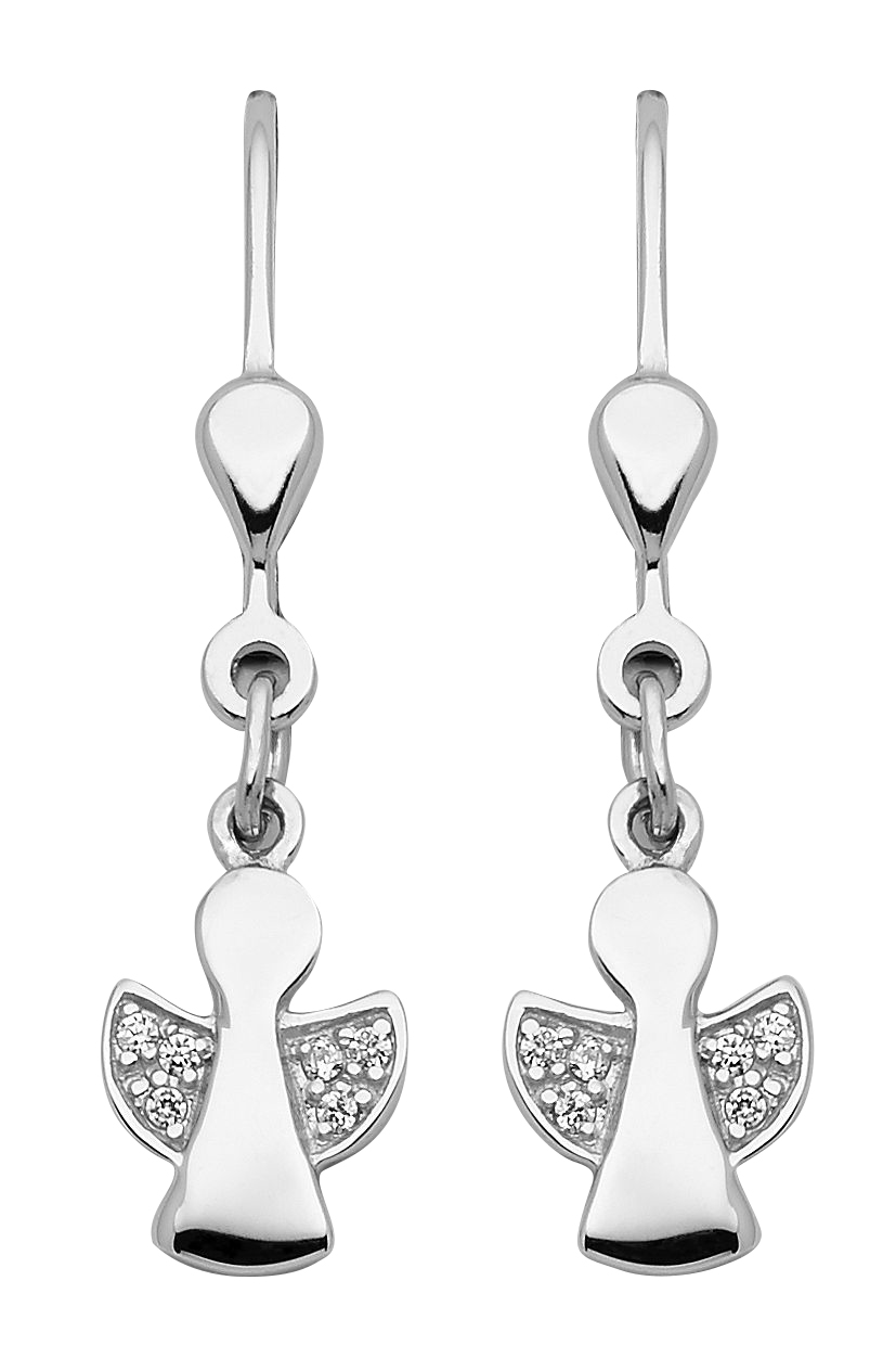 Dropped earrings with omega back 925/rh angel polished
