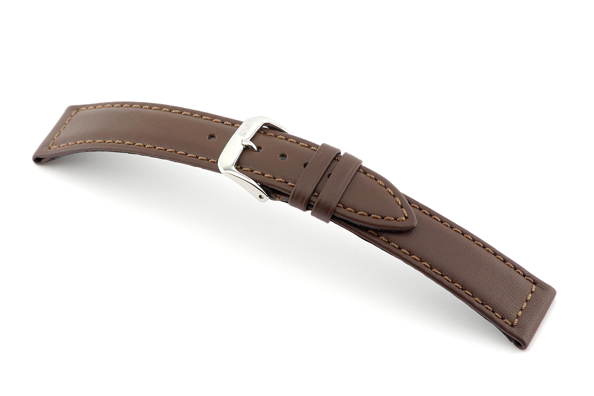 Leather strap Laguna 22 mm mocha Waterproof