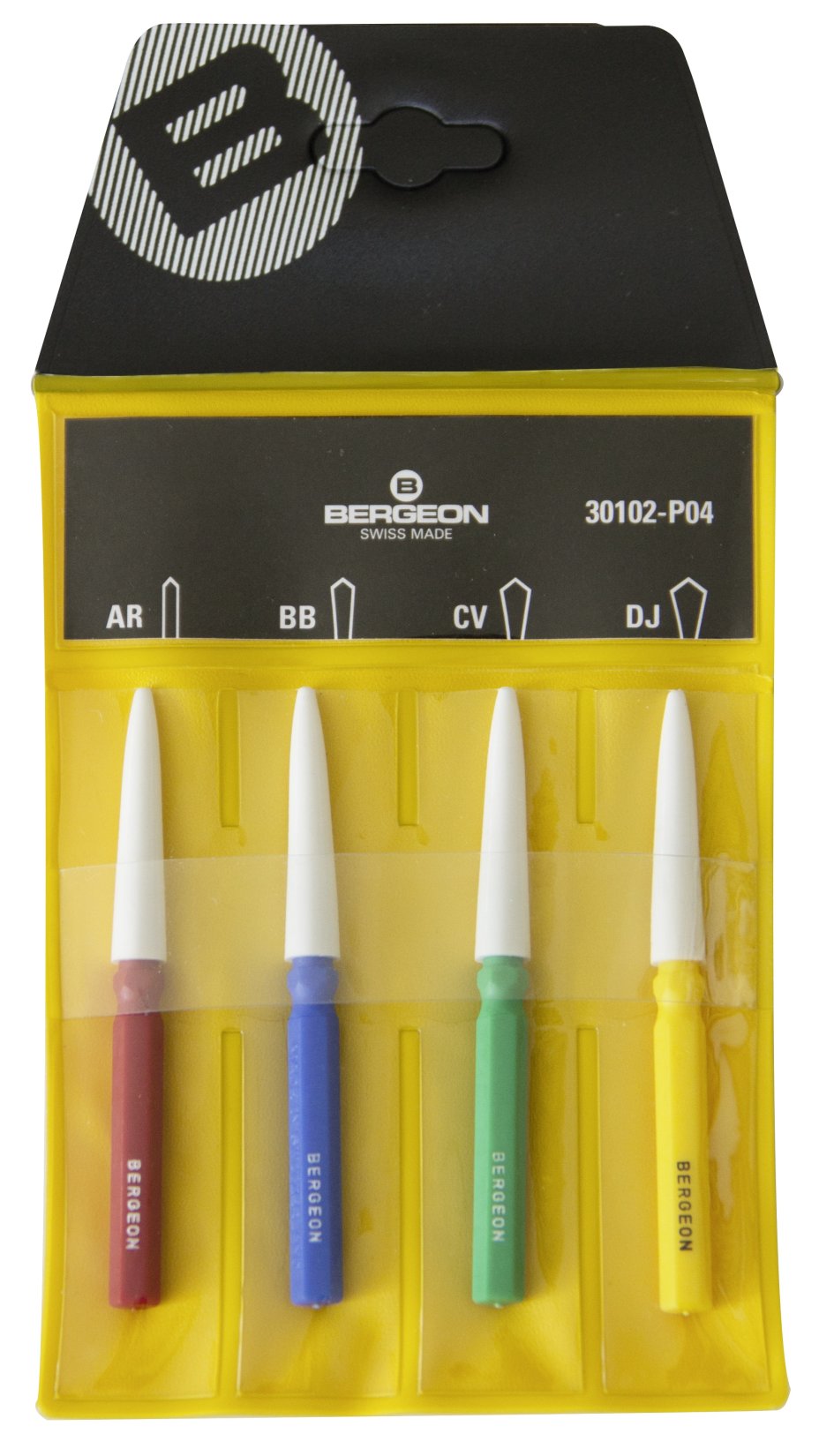 Oil dispenser assortment Bergeon <br/>Colour: red / blue / green / yellow / Special feature: Sortiment mit Schutzkappen