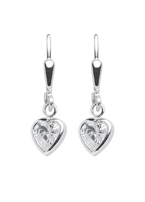 Dropped earrings with omega back 925/rh heart