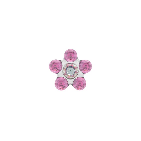 Oorbellen voor de eerste keer, Systeem 75, goud 585/- WG, Daisy Rosé Crystal, Studex
