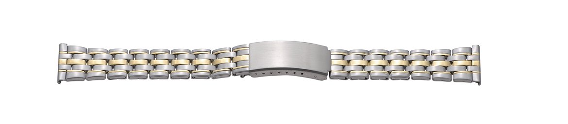 Metal band, stainless steel, 22 mm, bicolour, brushed/polished