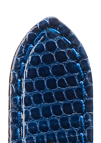 Leather band lizard, 17mm, sewn, dark blue