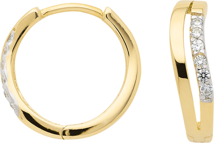 Creolen Gold 333/GG/rh Ø 14,60mm, Zirkonia
