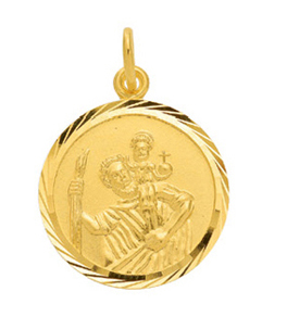 Medal gold 585/GG St. Christopher, round