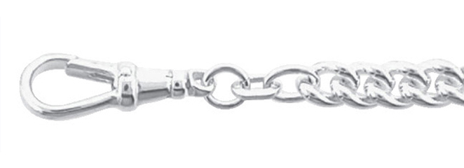 Watch chain silver 925/-, round curb chain 26 cm