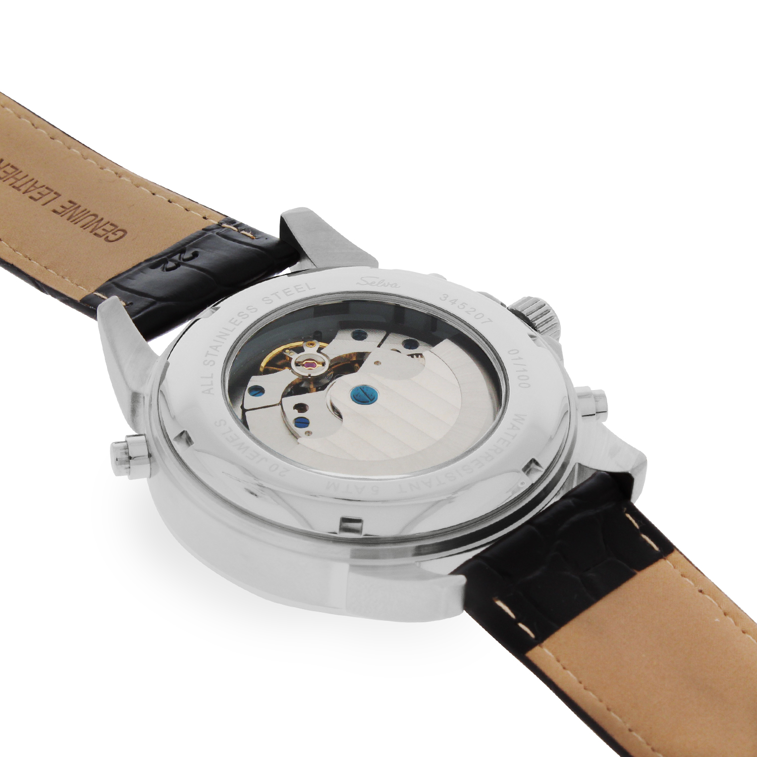 SELVA Men's Watch »Santos« - sun/moon - black dial