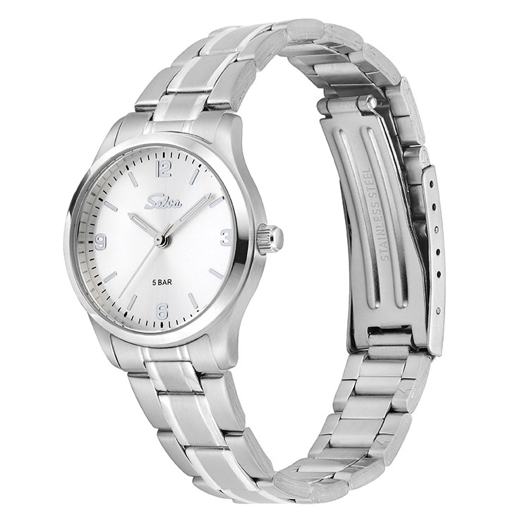 SELVA quartz wristwatch with stainless steel strap, silver dial Ø 27mm