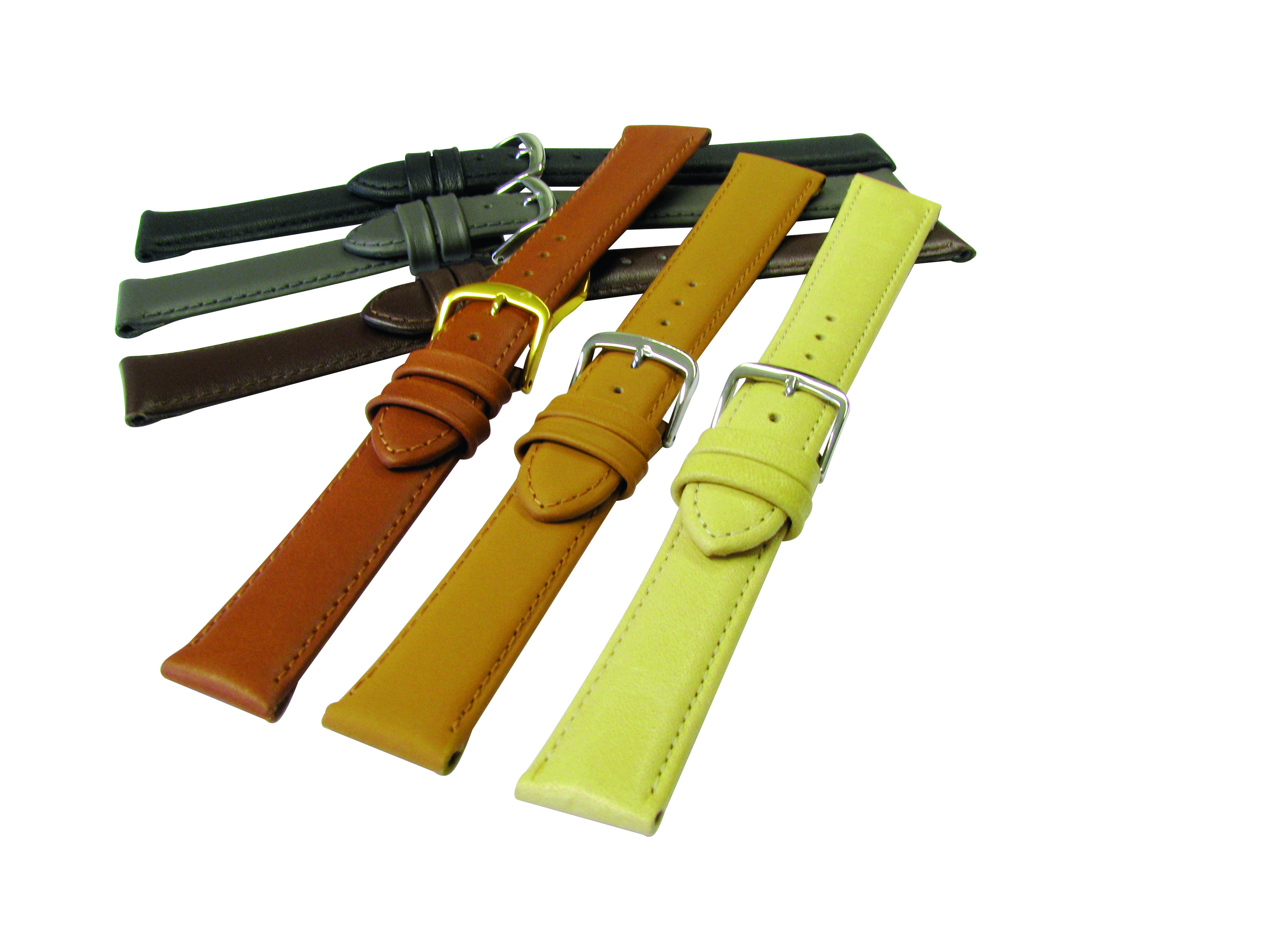 Lederbänder 10er-Karte Polo extra weich 18-22mm schwarz, dunkelbraun, mittelbraun, hellbraun, beige