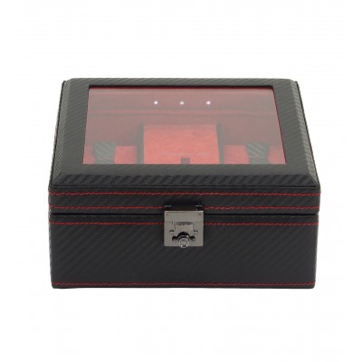LED horlogebox voor 5 horloges zwart/rood