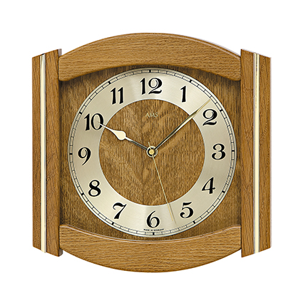 AMS radio-controlled wall clock solid oak