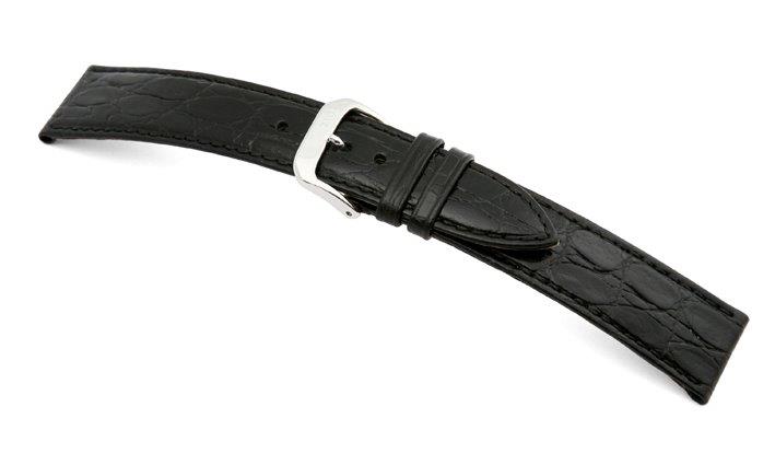 Leather strap Bahia 24mm black with crocodile leather embossing