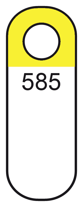Kettenetiketten Karton mit 1 Loch 28 x 10 mm gelb