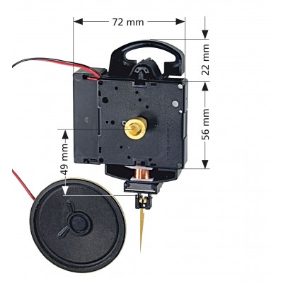 Quarz-Pendeluhrwerk Hermle 2214, ZWL 16mm, Westminster oder Bim Bam, mit Pendelvorrichtung