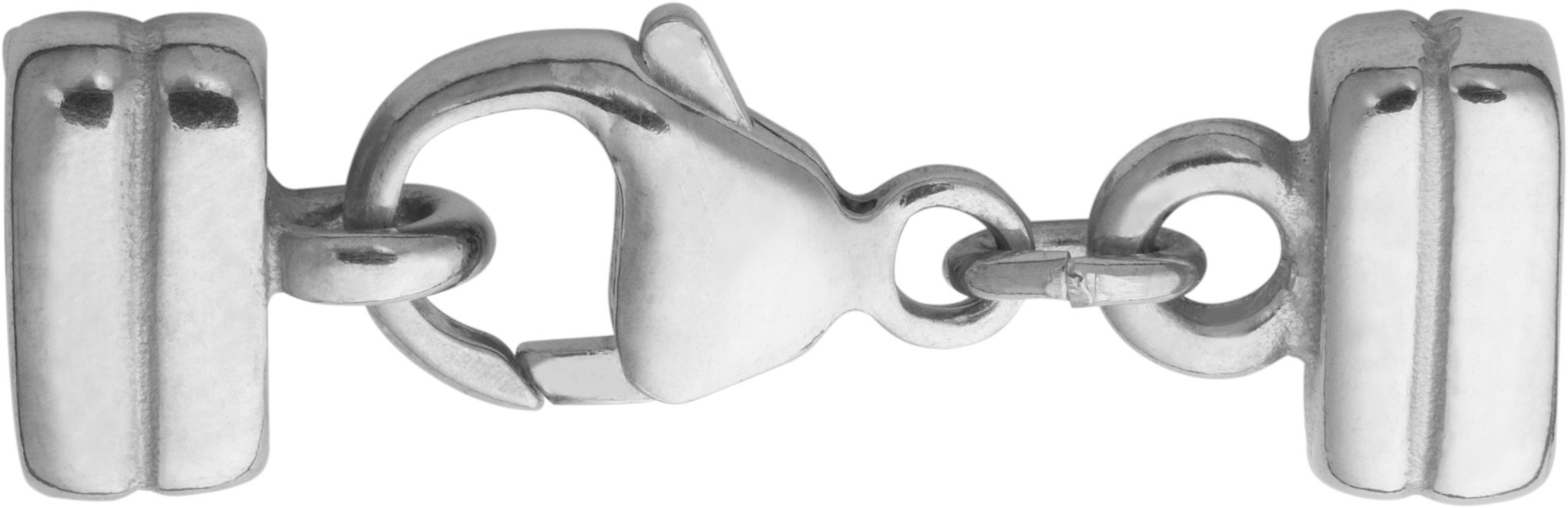 Carabiner flat silver 925/- 13,00mm pierced with square end caps