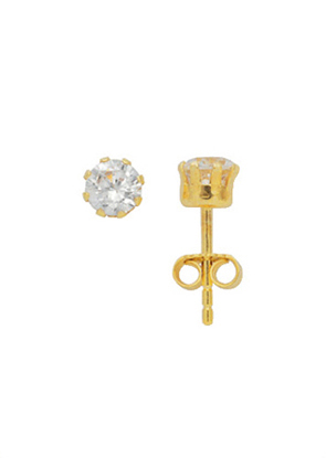 Ear studs gold 333/GG round 5.00mm, zirconia