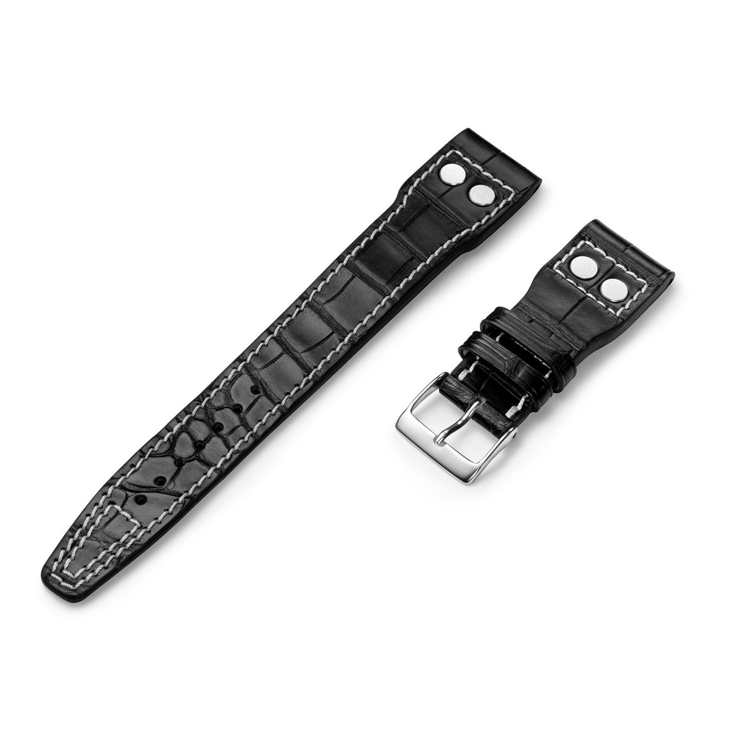 Manufakturwerk leather strap Alligator black 22/18