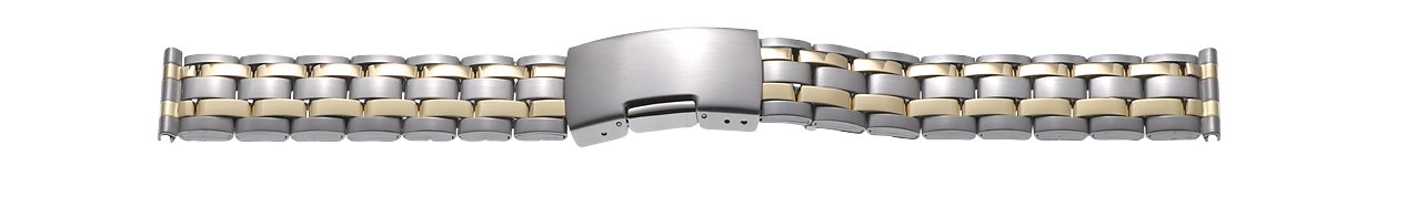 Metal band, stainless steel, 20 mm, bicolour, brushed/polished