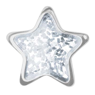 Erstohrstecker System 75 Stern Glitter weiß