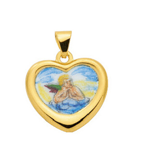 Medaille Gold 585/GG Amor, Herz, Rückseite, Gravur: